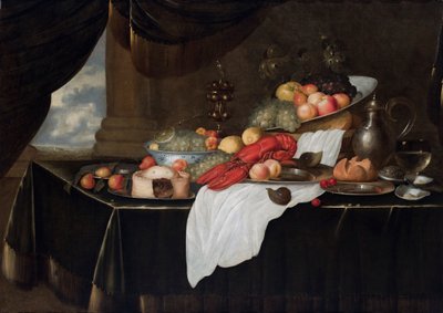 Sumptuous Still Life with a Lobster and Fruit by Andries de Coninck